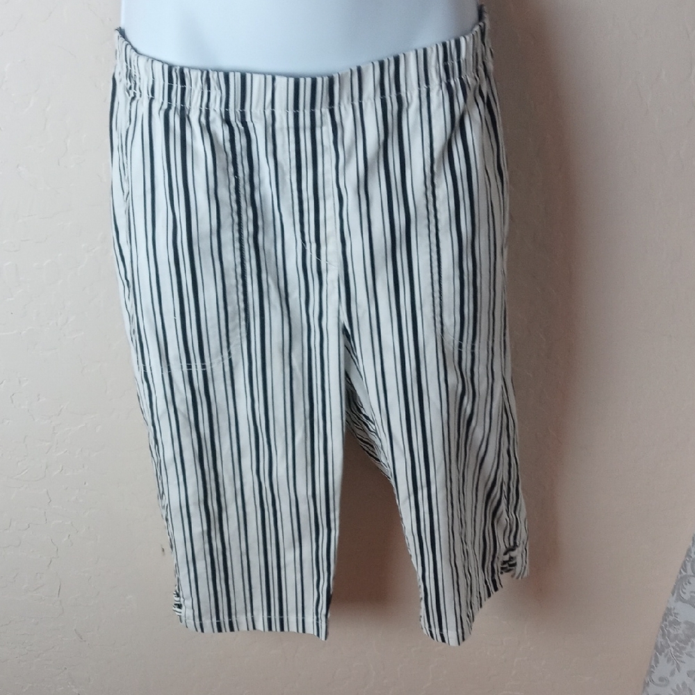 Allison Daley Black and White Striped Capri Shorts